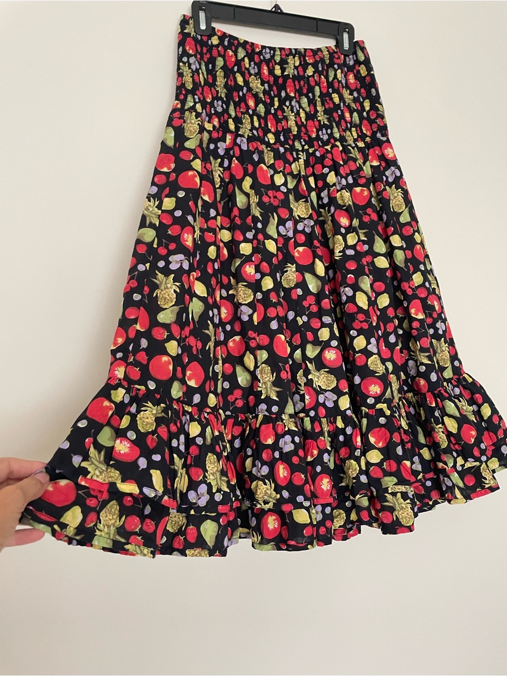 Dress Addict Fruit Print Midi Dress Smocked Waist Large 100% Cotton Novelty - Picture 4 of 9